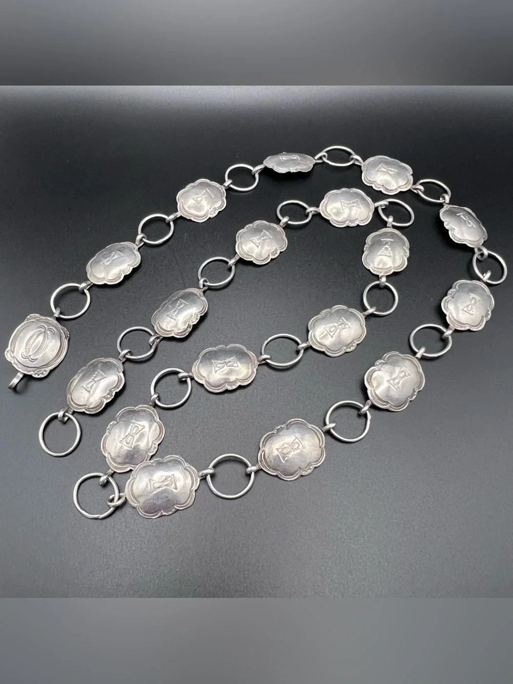 Sterling Silver Concho Belt Necklace